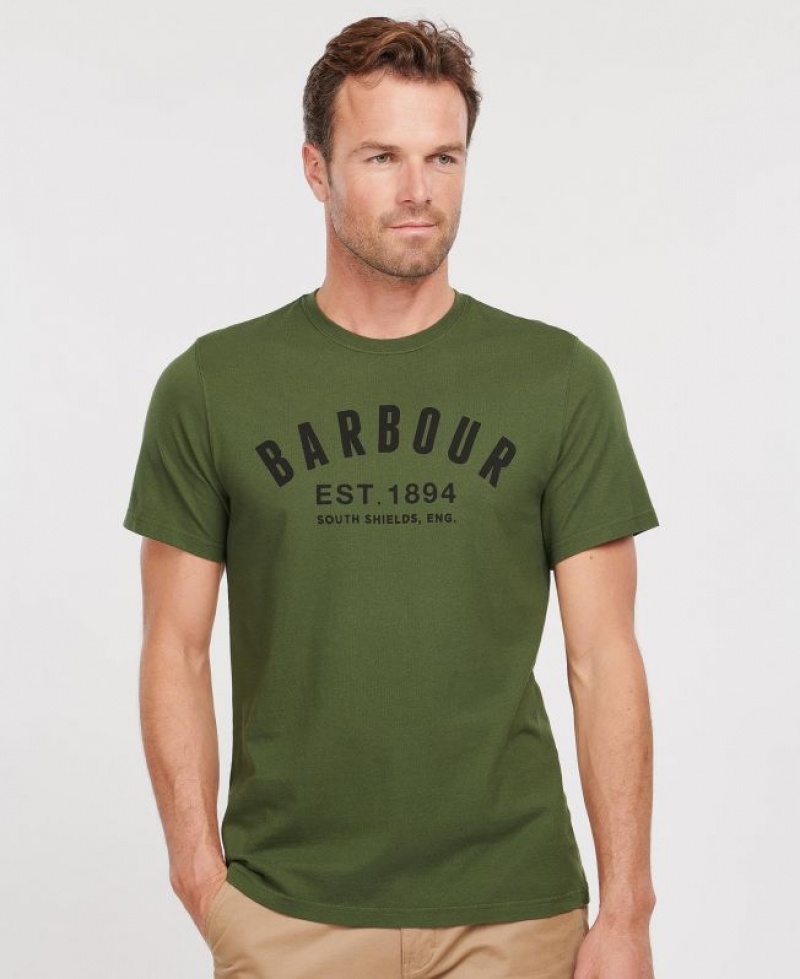 Green Men Barbour Ridge Logo T-Shirts | US-9267SCHOW