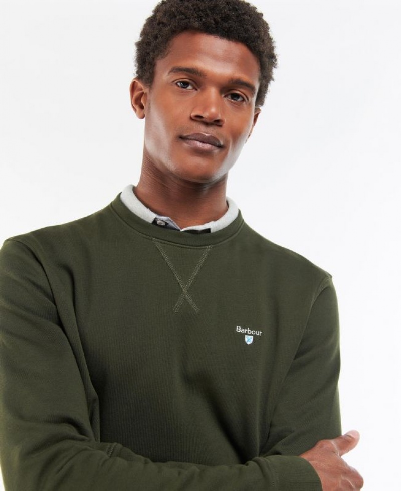 Green Men Barbour Ridsdale Crew-Neck Sweatshirt | US-0247UQCDZ