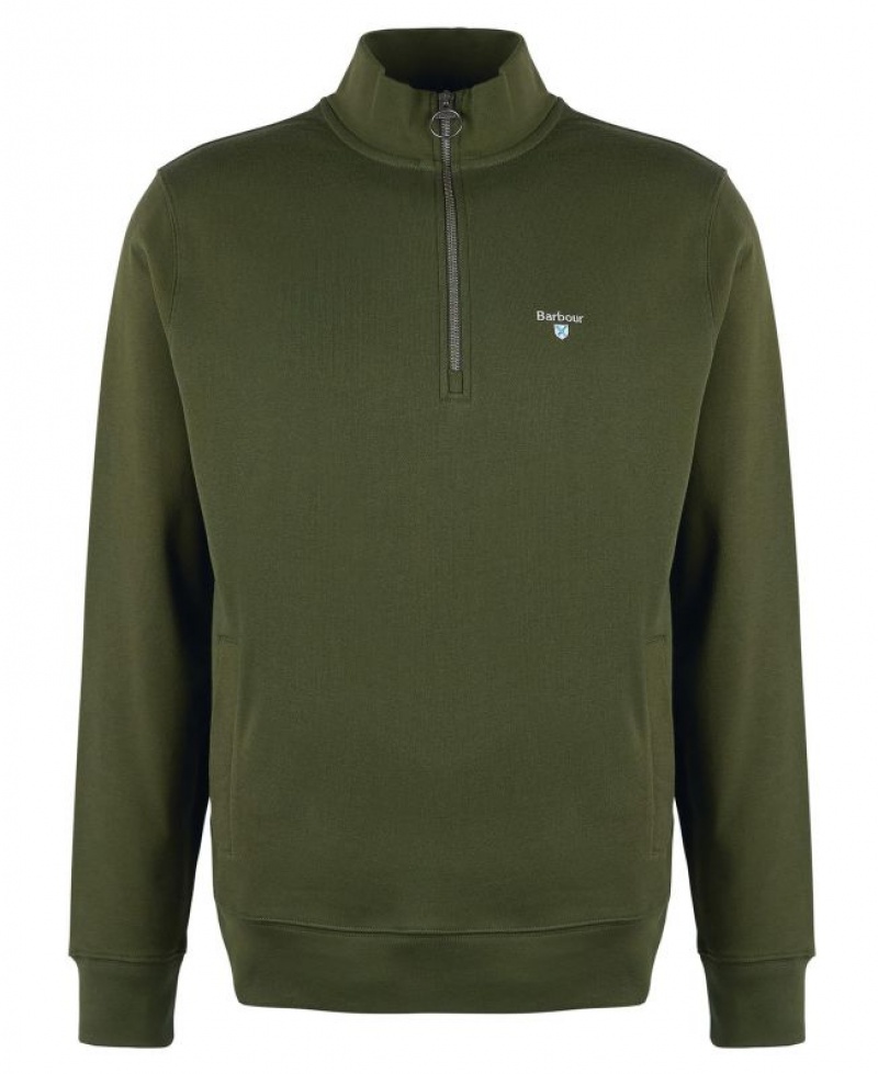 Green Men Barbour Rothley Half Zip Sweatshirt | US-5328HEVIG