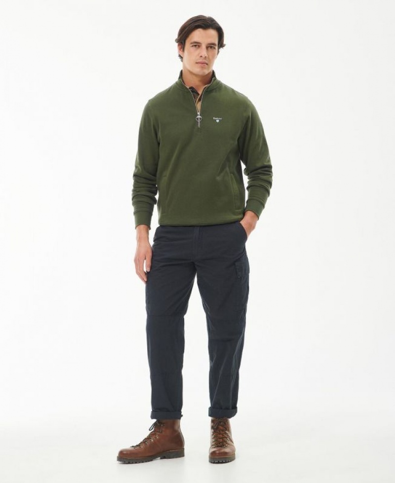 Green Men Barbour Rothley Half Zip Sweatshirt | US-5328HEVIG