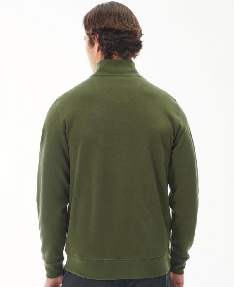 Green Men Barbour Rothley Half Zip Sweatshirt | US-5328HEVIG