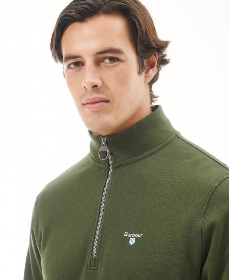 Green Men Barbour Rothley Half Zip Sweatshirt | US-5328HEVIG