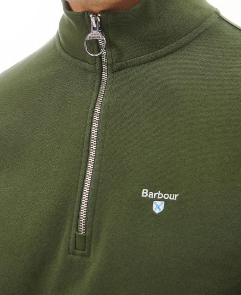 Green Men Barbour Rothley Half Zip Sweatshirt | US-5328HEVIG