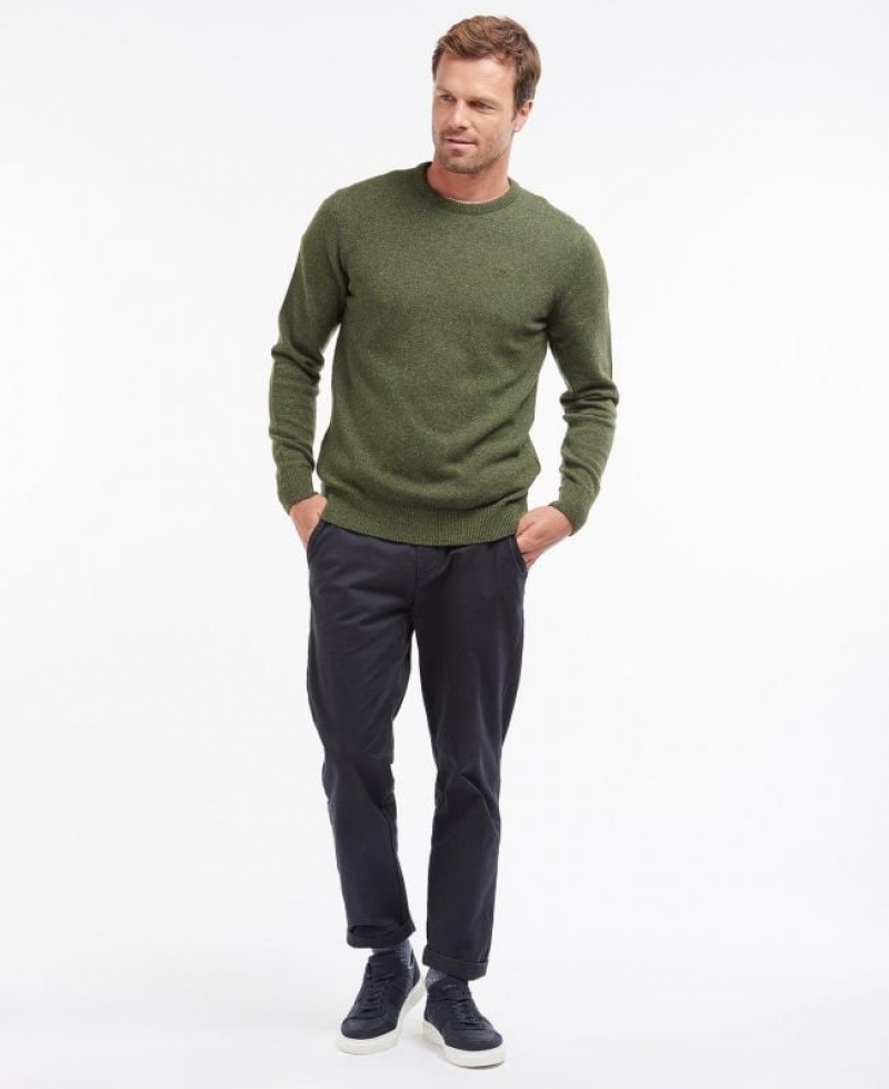 Green Men Barbour Tisbury Crew Neck Sweater | US-5937JYKMC