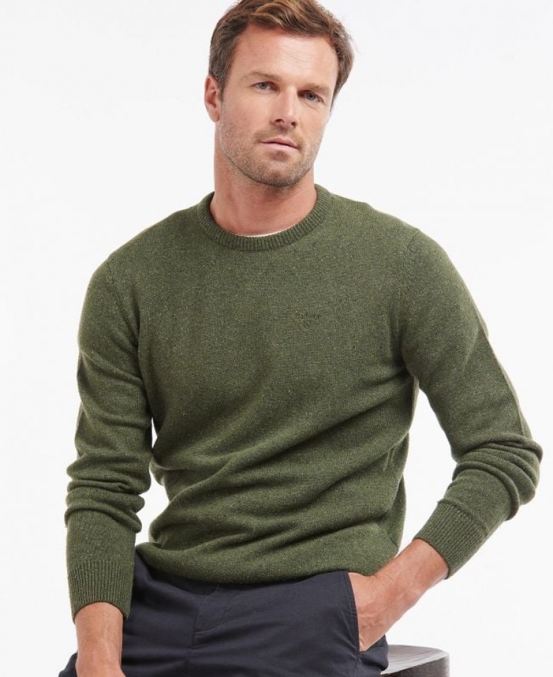 Green Men Barbour Tisbury Crew Neck Sweater | US-5937JYKMC