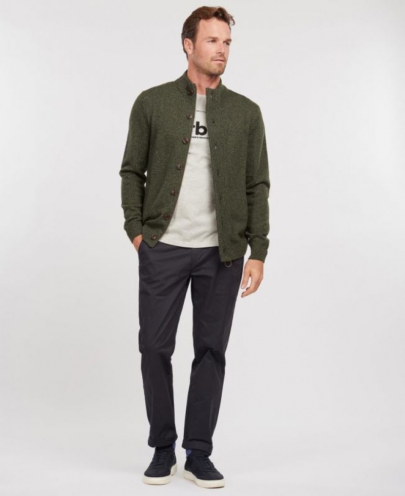 Green Men Barbour Tisbury Zip Through Cardigan | US-7634LZKYJ