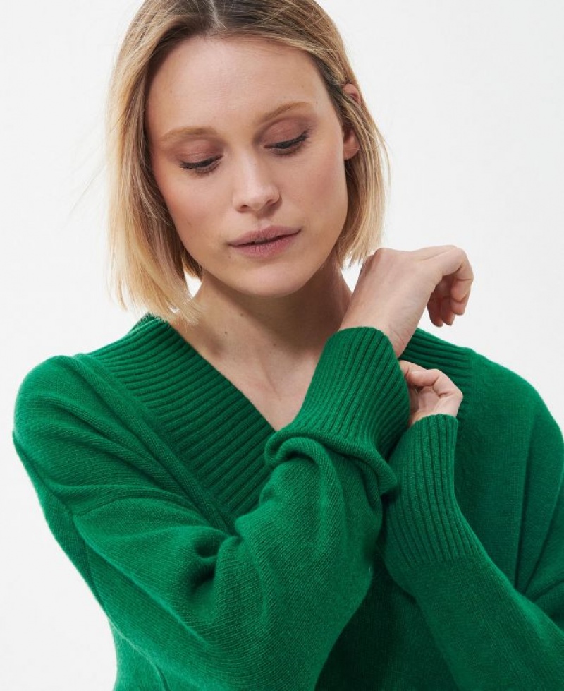 Green Women Barbour Germaine Knitted Sweater | US-9765IQTMD