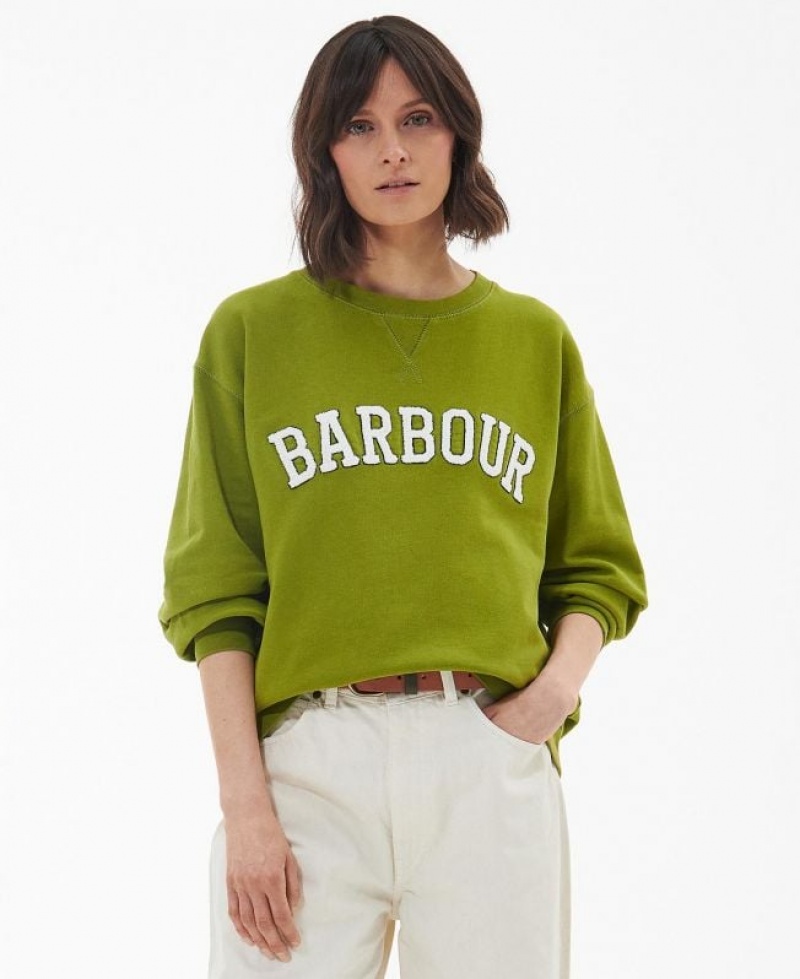 Green Women Barbour Northumberland Patch Sweatshirt | US-7432JSCMN