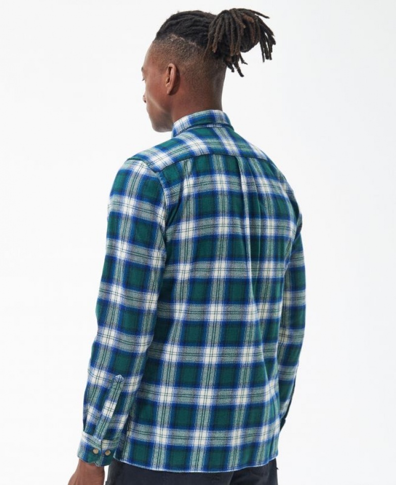 Green / Blue Men Barbour Tobias Tailored Shirts | US-1204GRKDP