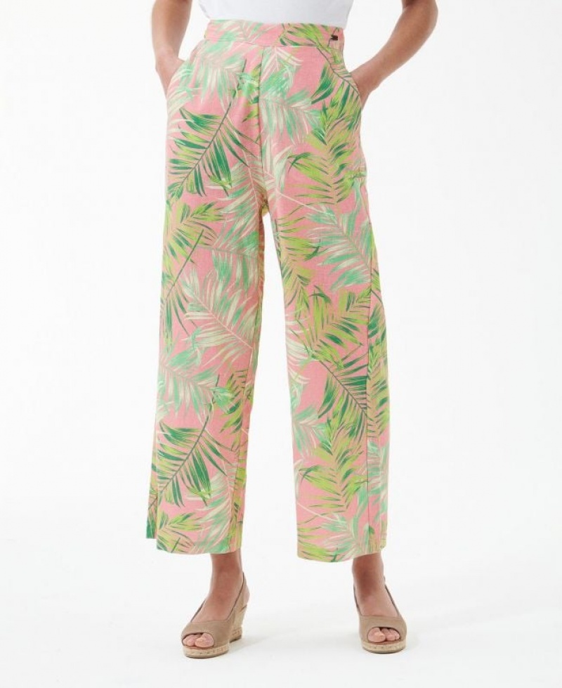 Green / Coral Women Barbour Aralia Pants | US-0412XVFJB