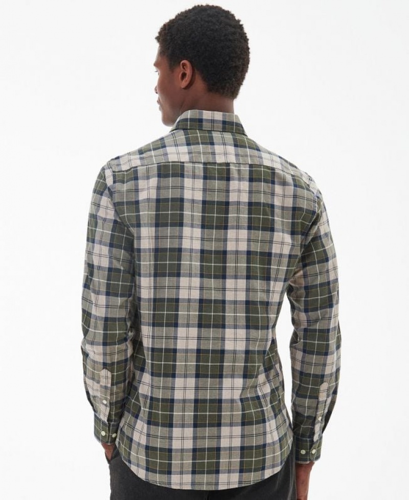 Green / Grey Men Barbour Wetheram Tailored Shirts | US-8632MWFTB