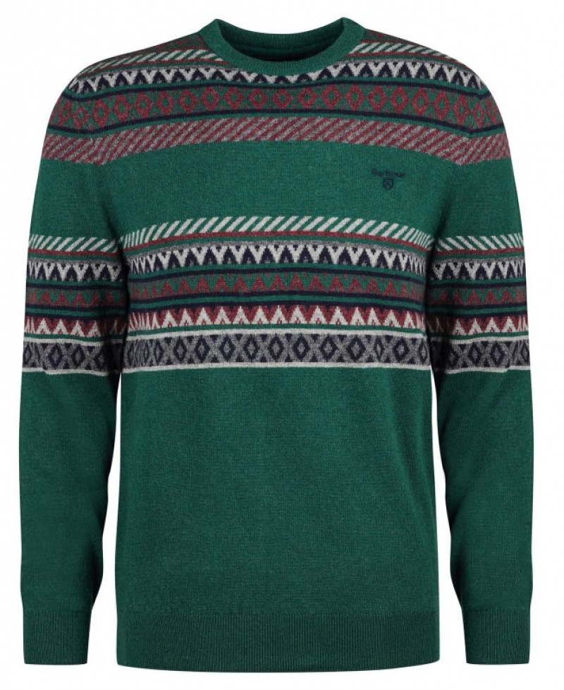 Green / Grey Men Barbour Winterborne Fairisle Sweatshirt | US-5129QNKLM