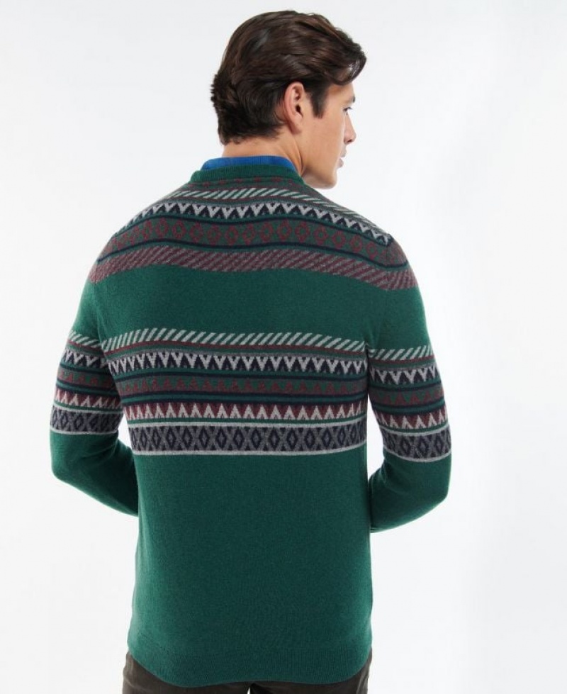 Green / Grey Men Barbour Winterborne Fairisle Sweatshirt | US-5129QNKLM