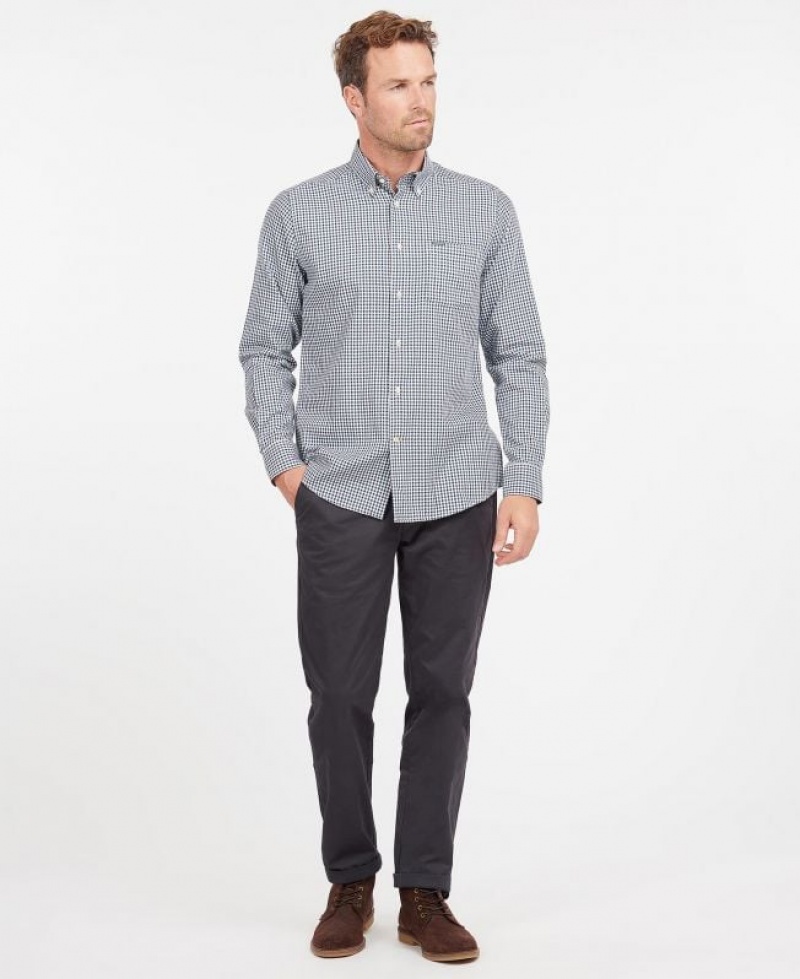 Green / Indigo Men Barbour Padshaw Tailored Shirts | US-1620CXQJR