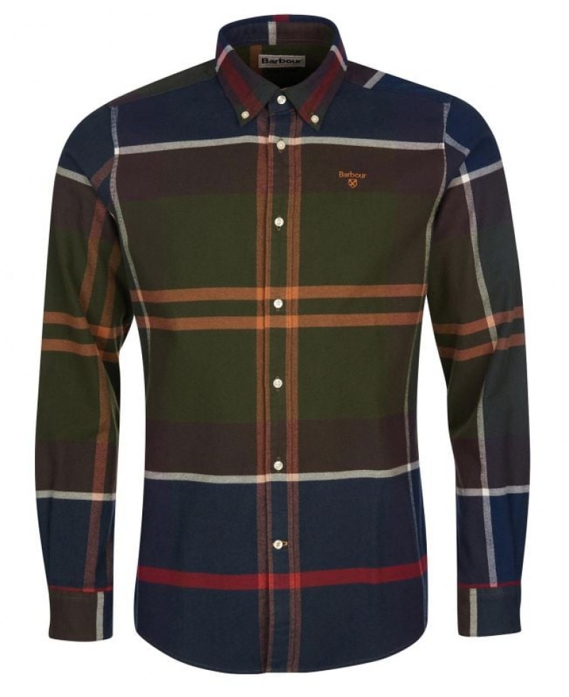 Green / Navy Men Barbour Iceloch Tailored Shirts | US-2659GDTBC