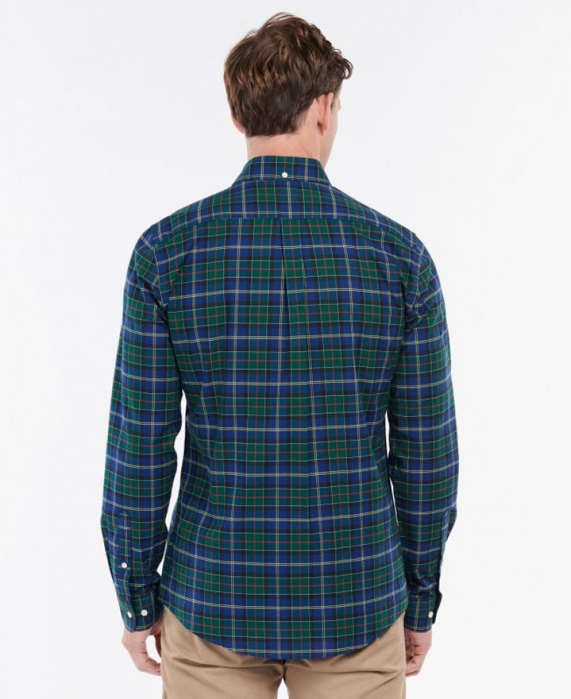 Green / Navy Men Barbour Oxbridge Tartan Tailored Shirts | US-0183TURPQ