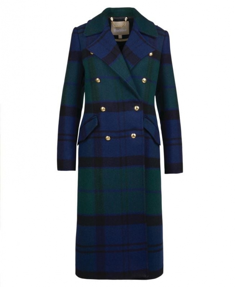 Green / Navy Women Barbour Inverraray Wool Longline Trench Coat | US-2739BNPGA