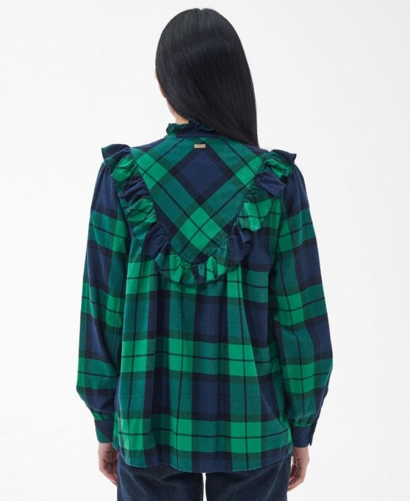 Green / Navy Women Barbour Marlene Shirts | US-6325THDJI