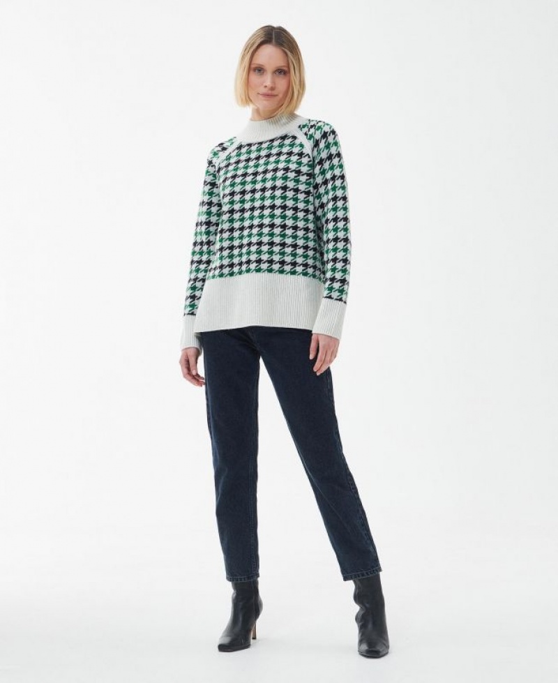 Green / White / Black Women Barbour Roxane Knitted Sweater | US-2083RBYFN