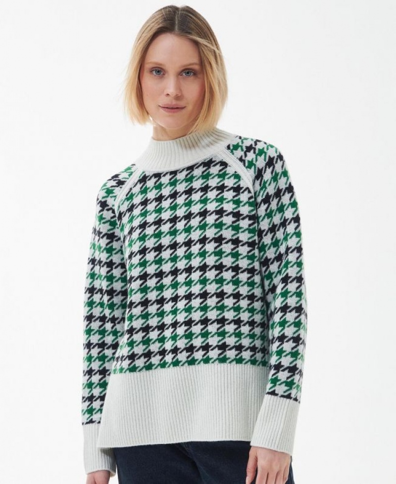 Green / White / Black Women Barbour Roxane Knitted Sweater | US-2083RBYFN