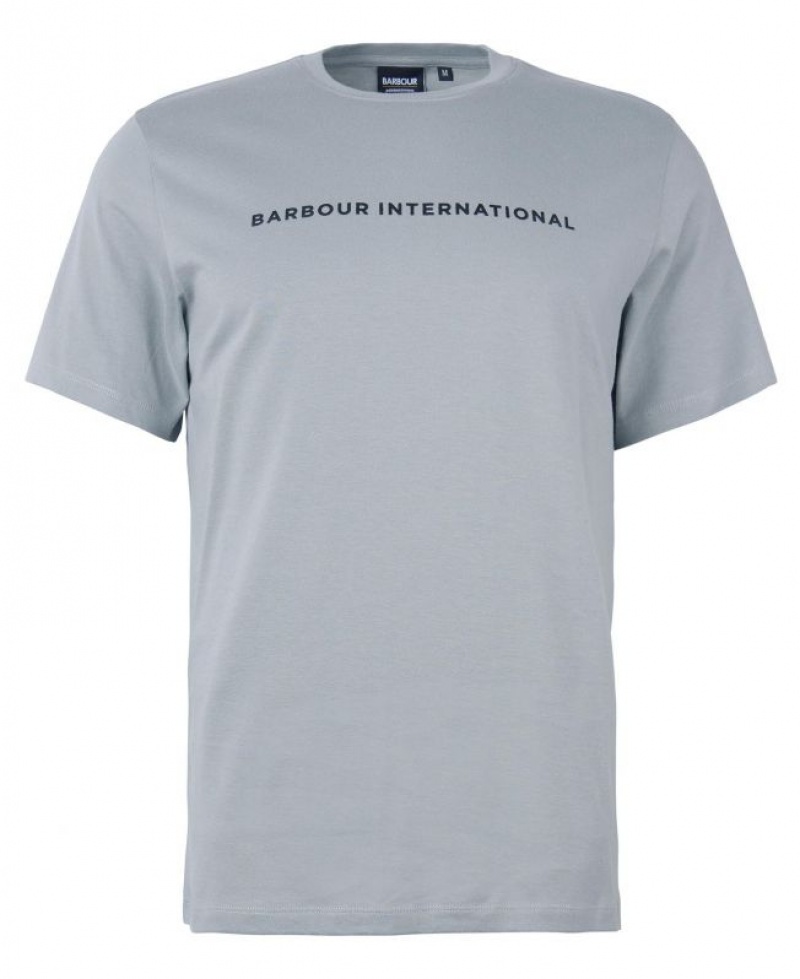 Grey Blue Men Barbour International Motored T-Shirts | US-0961CZVPS