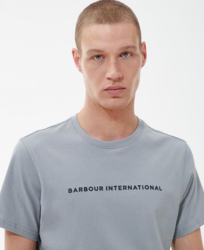 Grey Blue Men Barbour International Motored T-Shirts | US-0961CZVPS