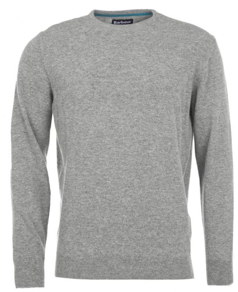 Grey Men Barbour Essential Lambswool Crew Neck Sweatshirt | US-8719PMANU