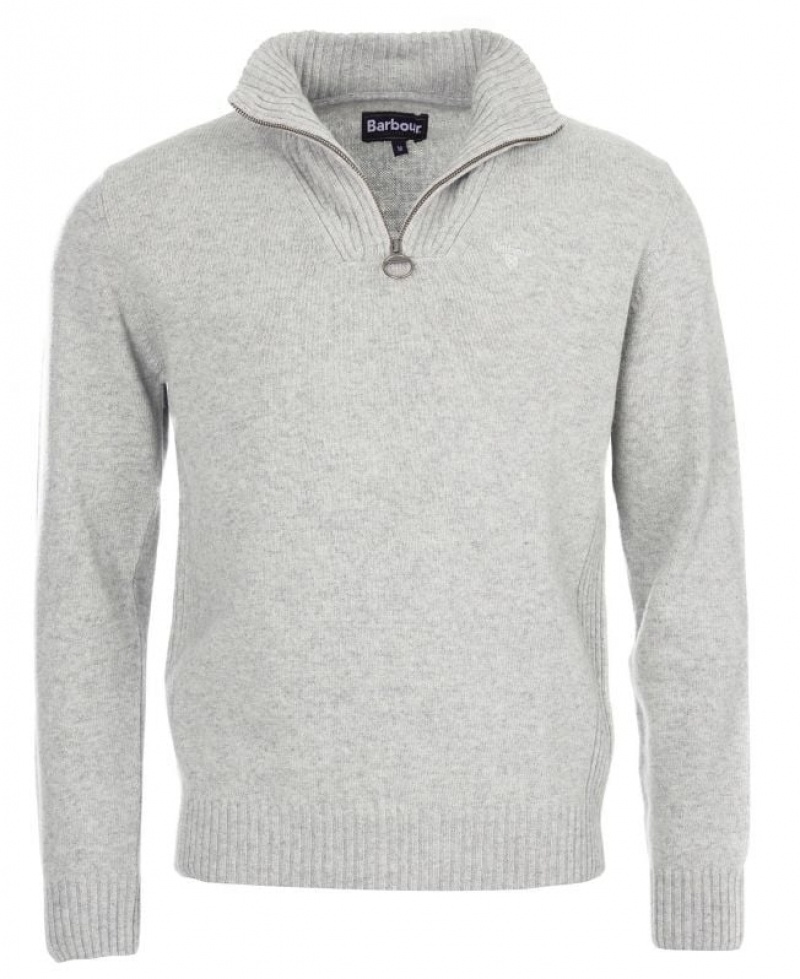 Grey Men Barbour Essential Lambswool Half Zip Sweater | US-2305MKGCE