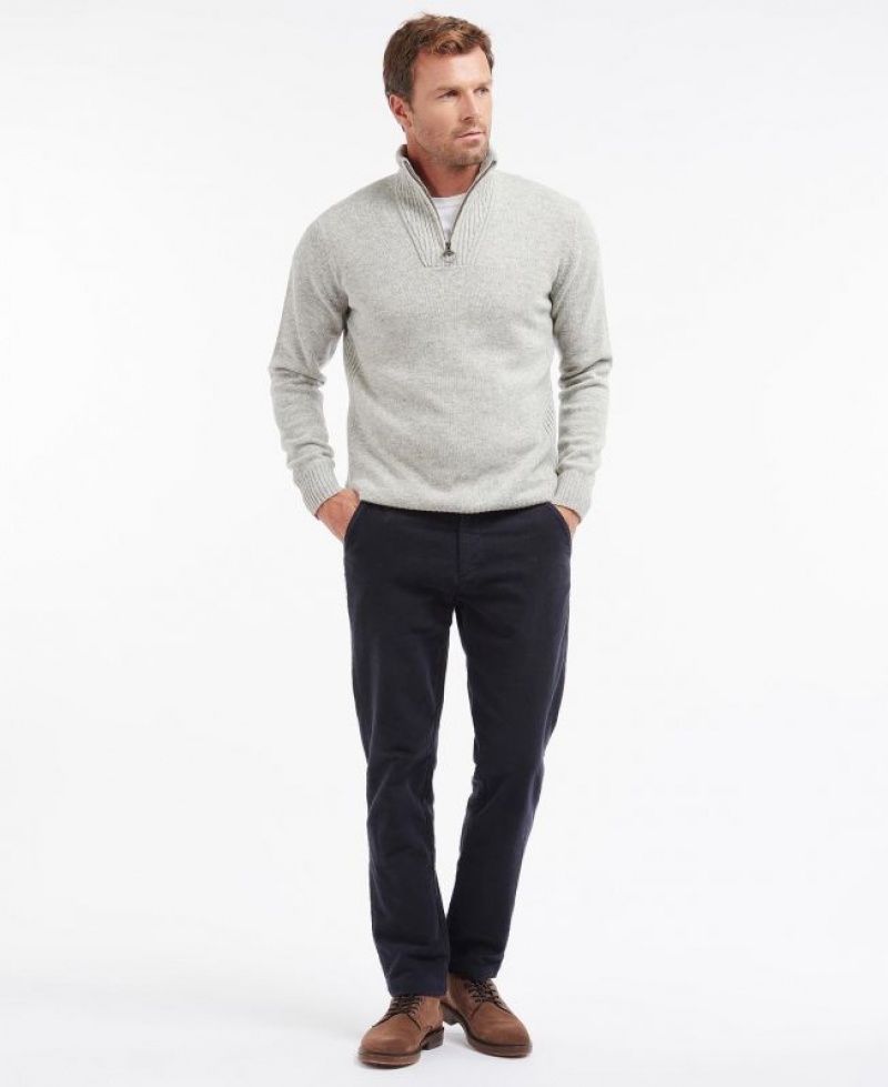 Grey Men Barbour Essential Lambswool Half Zip Sweater | US-2305MKGCE