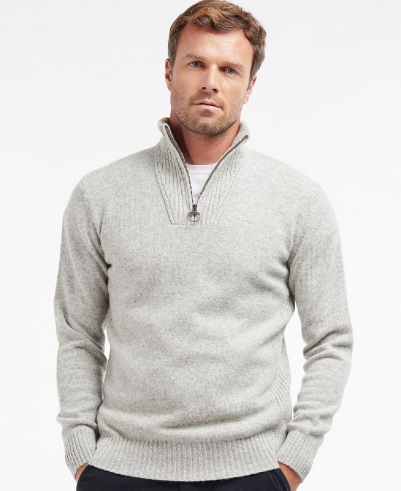 Grey Men Barbour Essential Lambswool Half Zip Sweater | US-2305MKGCE