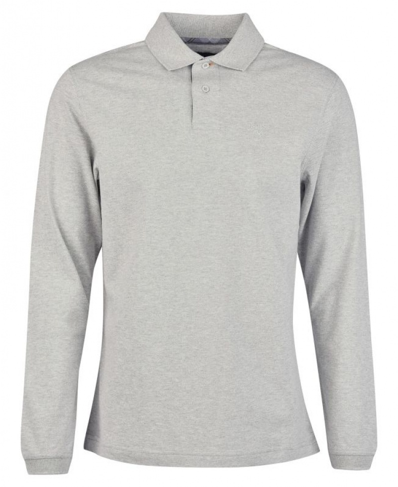 Grey Men Barbour Essential Long-Sleeve Polo Shirt | US-4398XUZQD