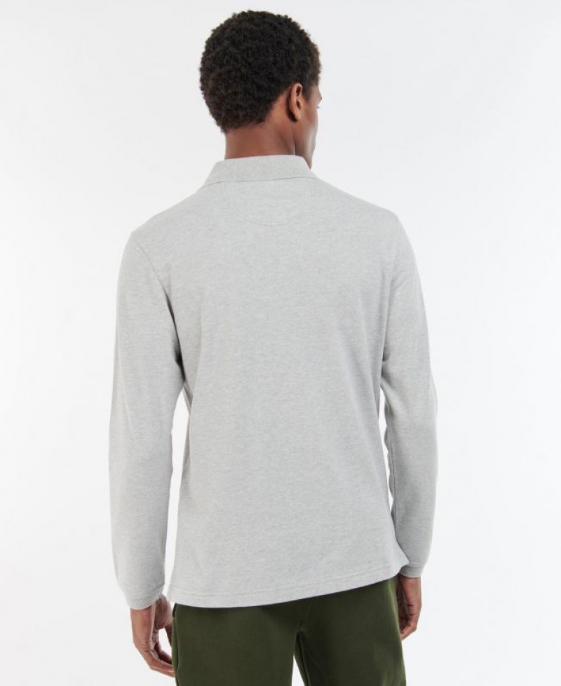 Grey Men Barbour Essential Long-Sleeve Polo Shirt | US-4398XUZQD