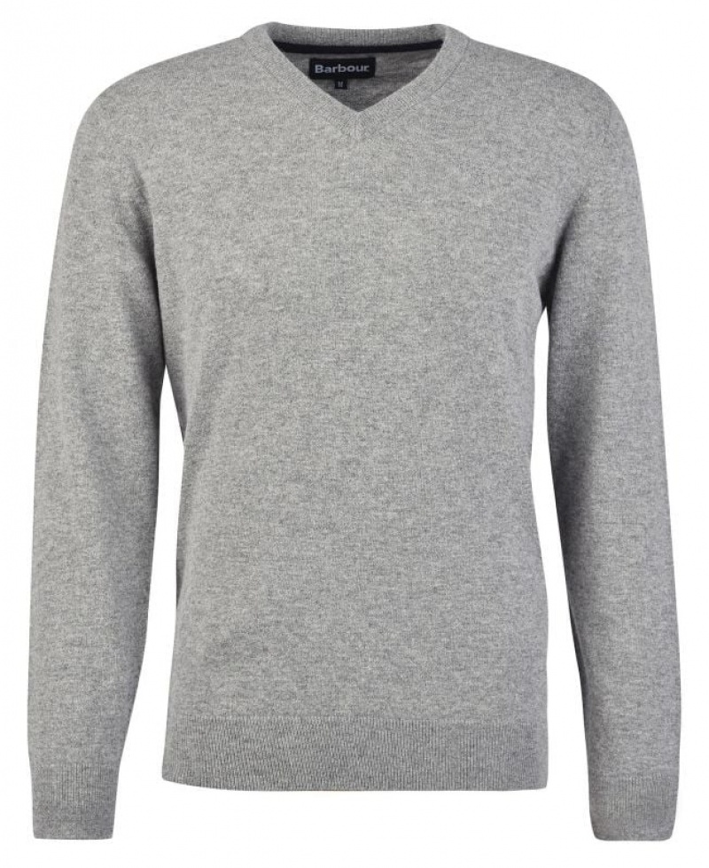 Grey Men Barbour Essential V-Neck Sweatshirt | US-5183EXHFD