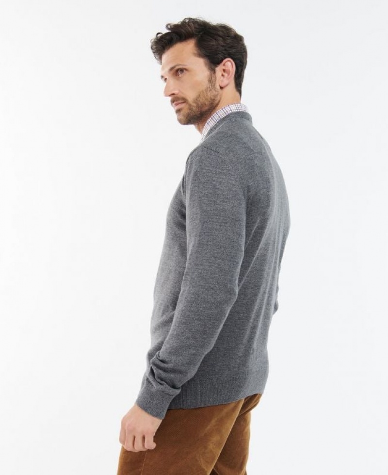 Grey Men Barbour Firle Crew Sweater | US-2173EYKVG