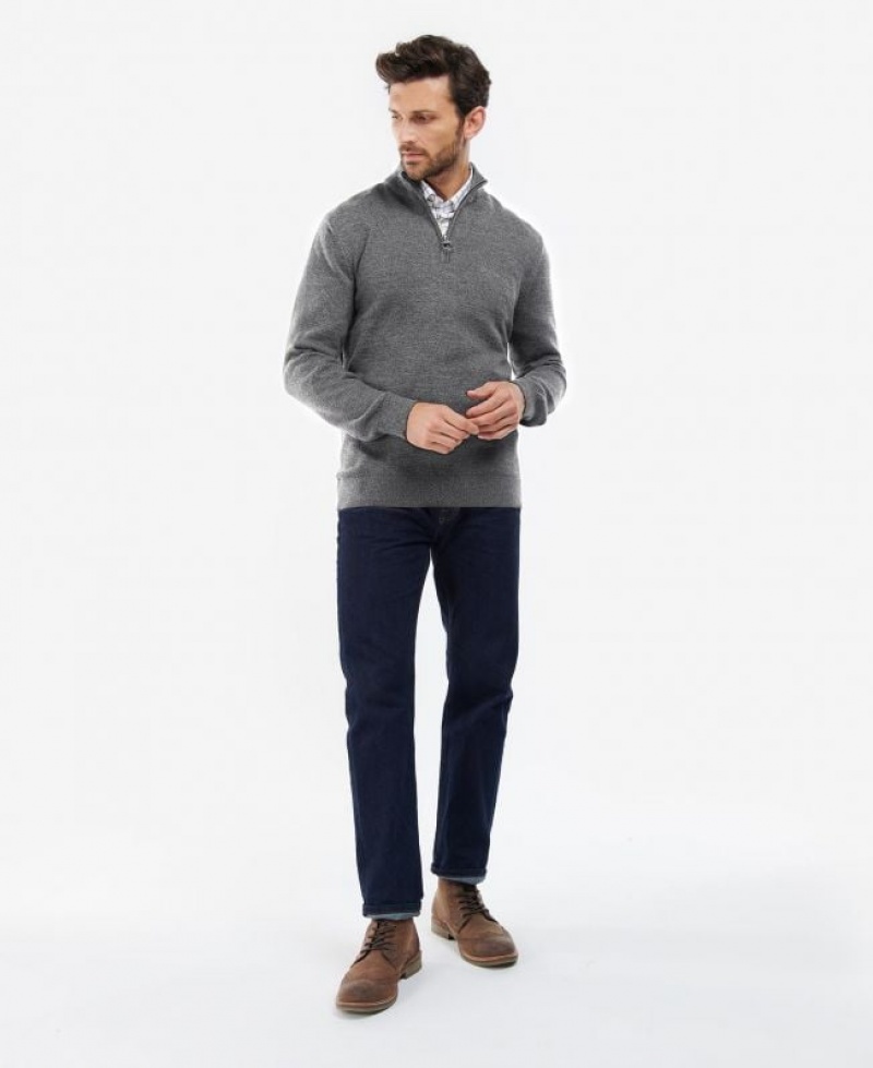 Grey Men Barbour Firle Half Zip Sweater | US-9063QJTXF