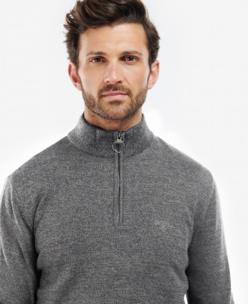 Grey Men Barbour Firle Half Zip Sweater | US-9063QJTXF