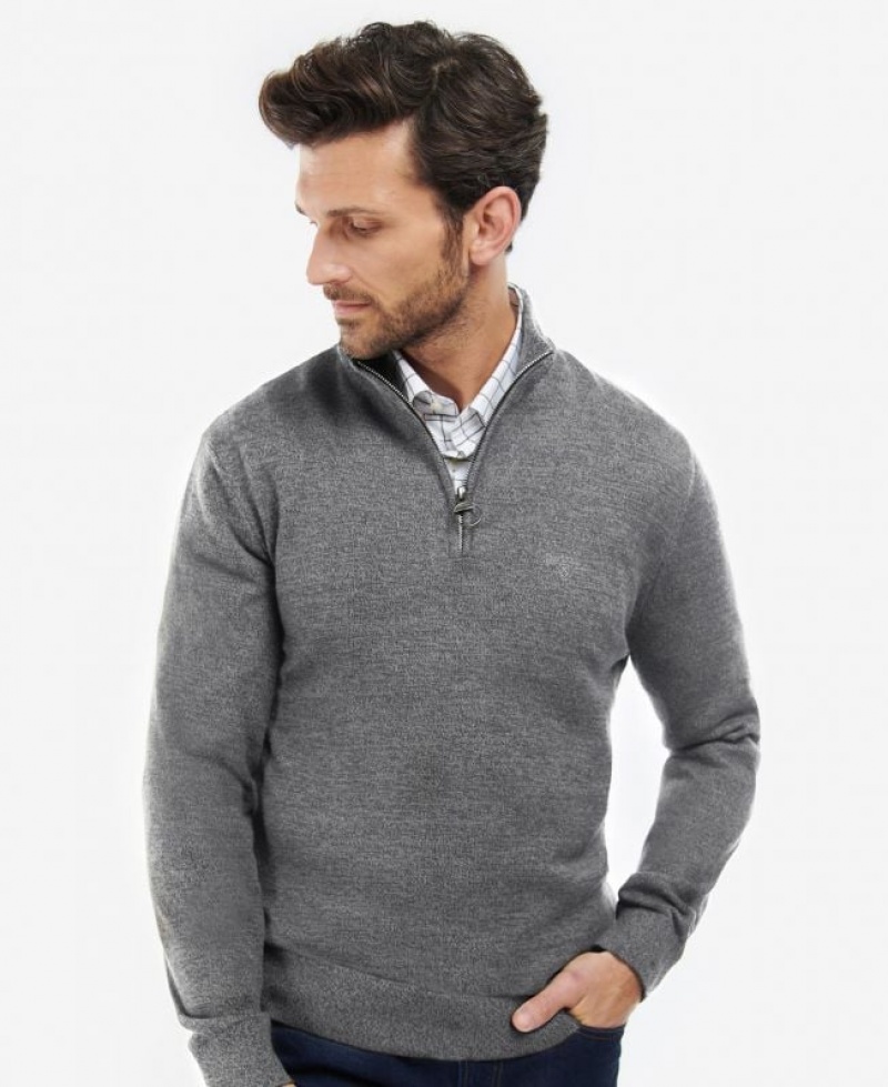 Grey Men Barbour Firle Half Zip Sweater | US-9063QJTXF