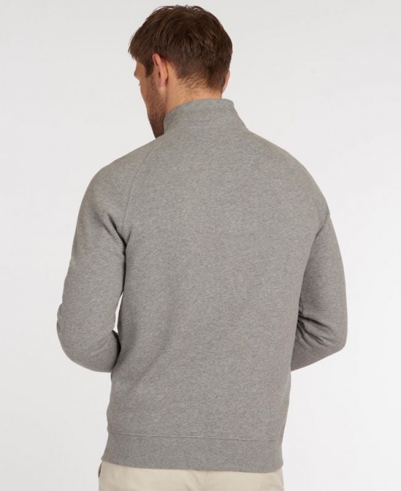 Grey Men Barbour Half Snap Sweatshirt | US-0632ZGROP