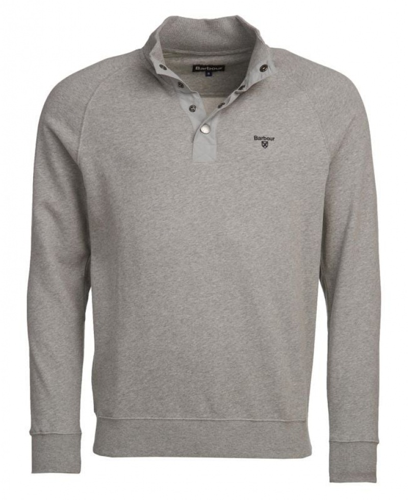 Grey Men Barbour Half Snap Sweatshirt | US-0632ZGROP