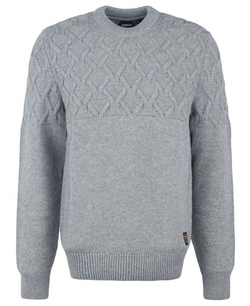 Grey Men Barbour International Cable Knitted Sweater | US-5196GVETY