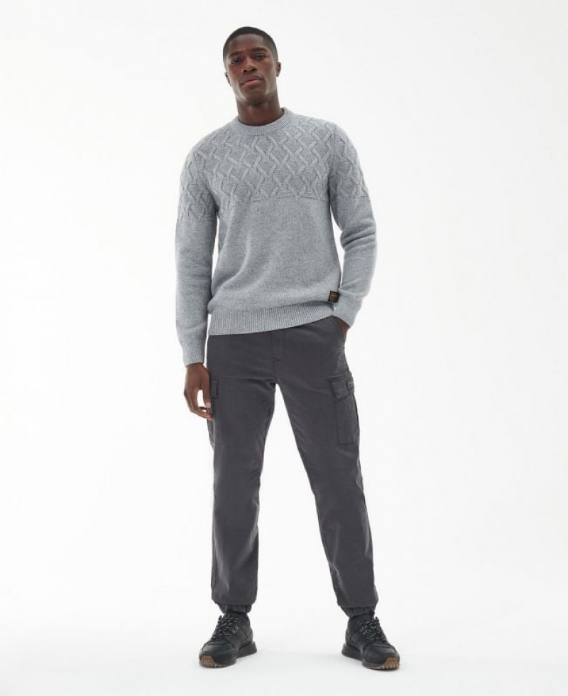 Grey Men Barbour International Cable Knitted Sweater | US-5196GVETY