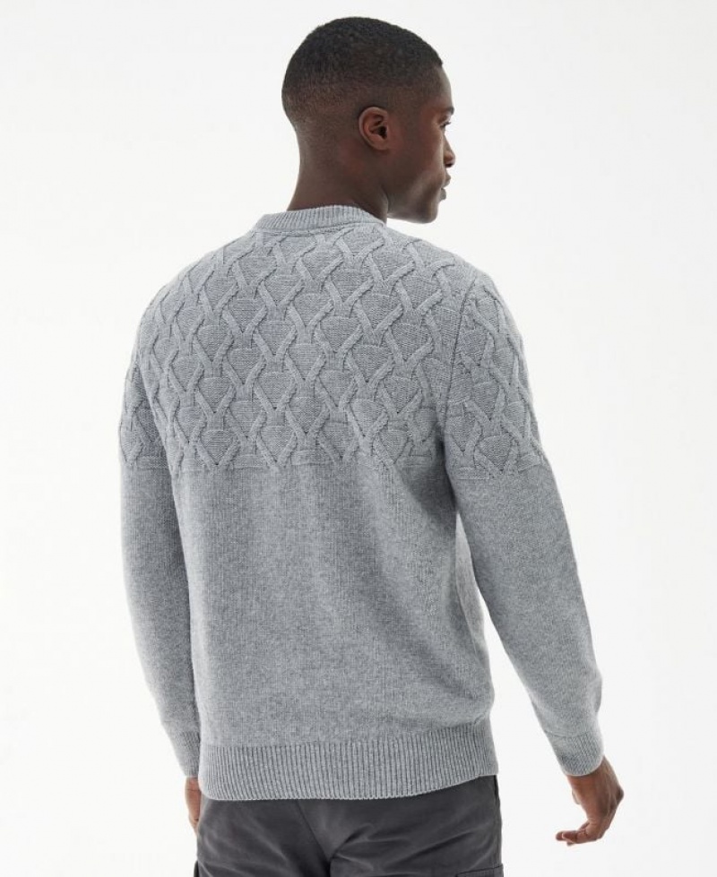 Grey Men Barbour International Cable Knitted Sweater | US-5196GVETY