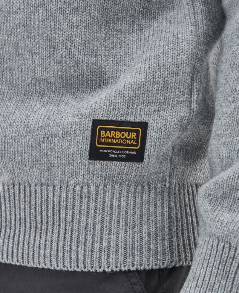 Grey Men Barbour International Cable Knitted Sweater | US-5196GVETY