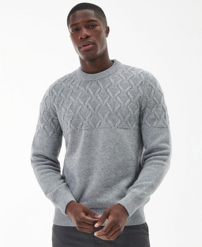 Grey Men Barbour International Cable Knitted Sweater | US-5196GVETY