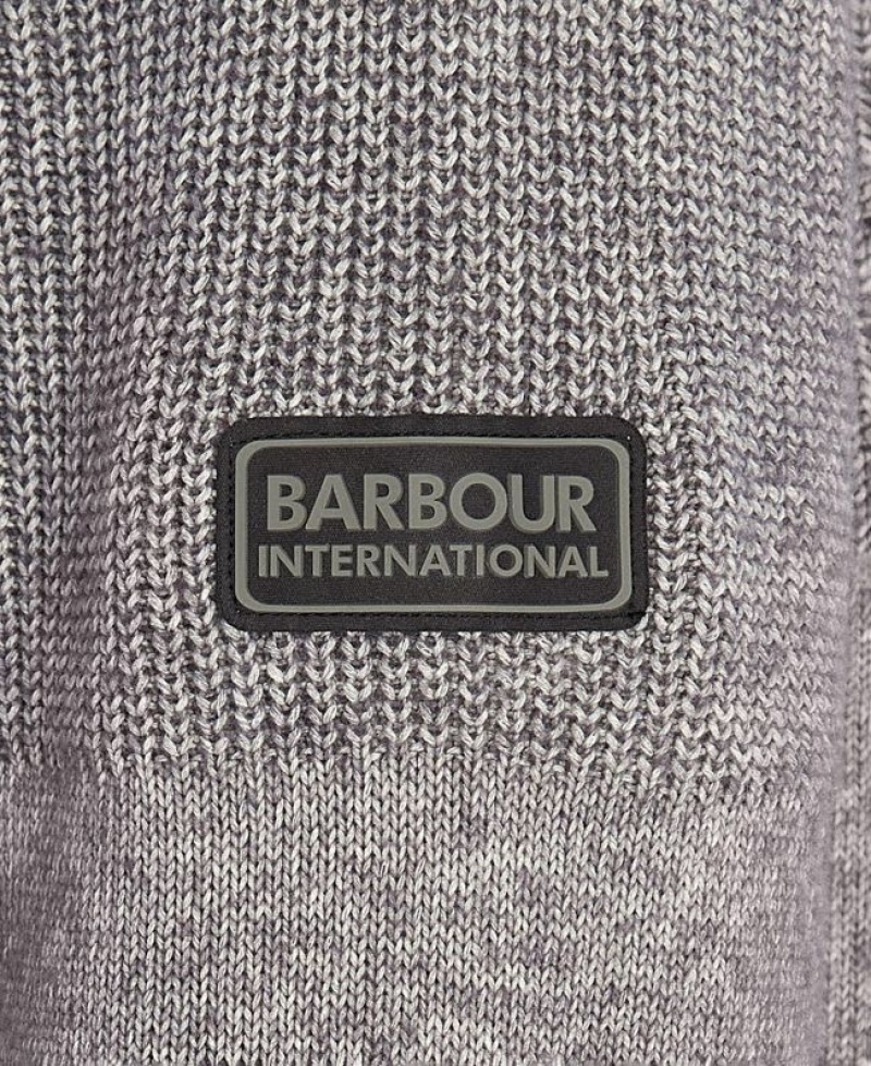 Grey Men Barbour International Chain Crew Neck Sweater | US-6432MPWFN