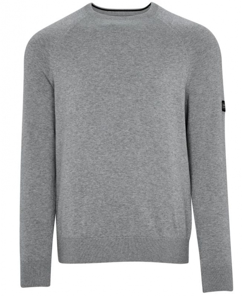 Grey Men Barbour International Cotton Crew Neck Sweater | US-7059FEISM