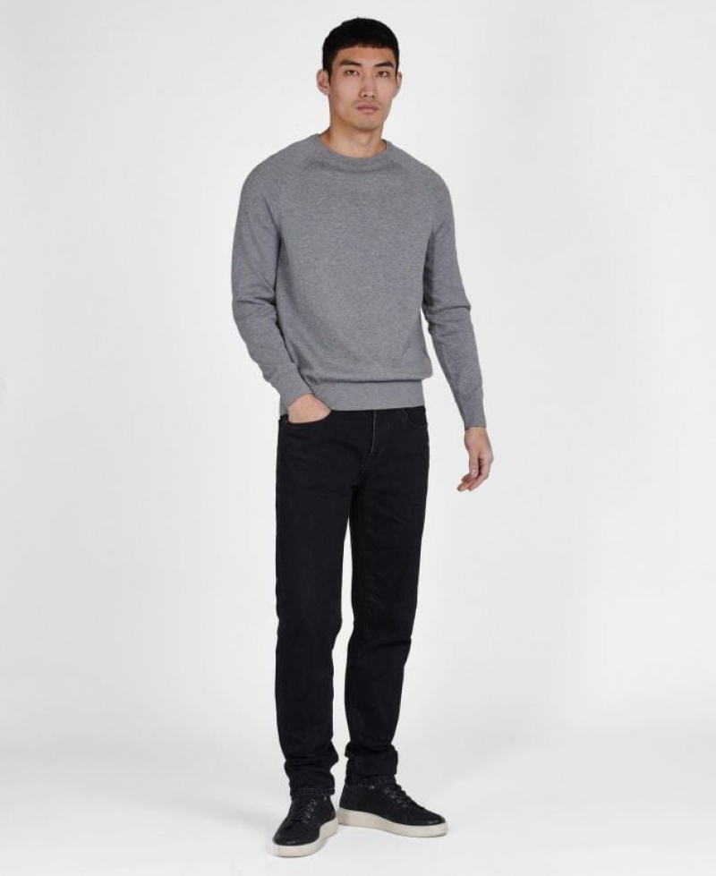 Grey Men Barbour International Cotton Crew Neck Sweater | US-7059FEISM