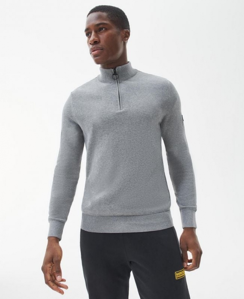 Grey Men Barbour International Cotton Half Zip Sweater | US-7126VOUGC