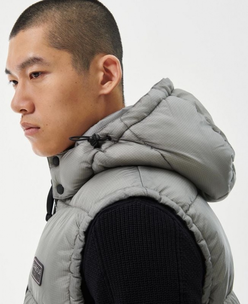 Grey Men Barbour International Driesh Quilted Vest | US-7862ZRXPJ