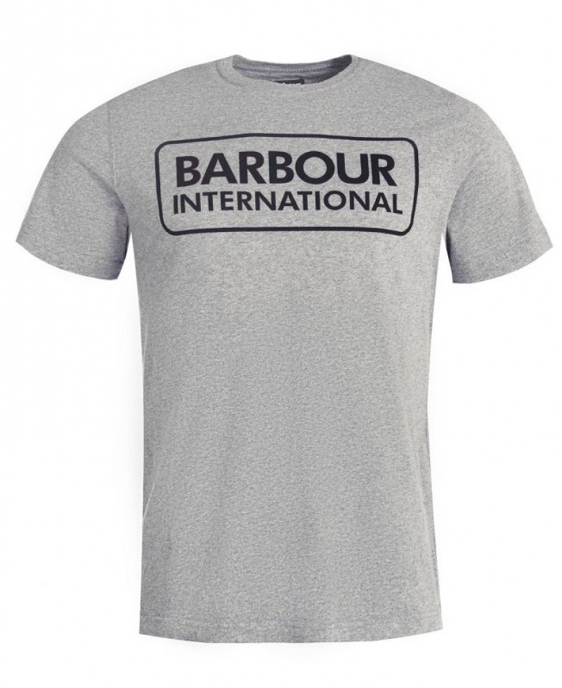 Grey Men Barbour International Essential Large Logo T-Shirts | US-7385MOFVR